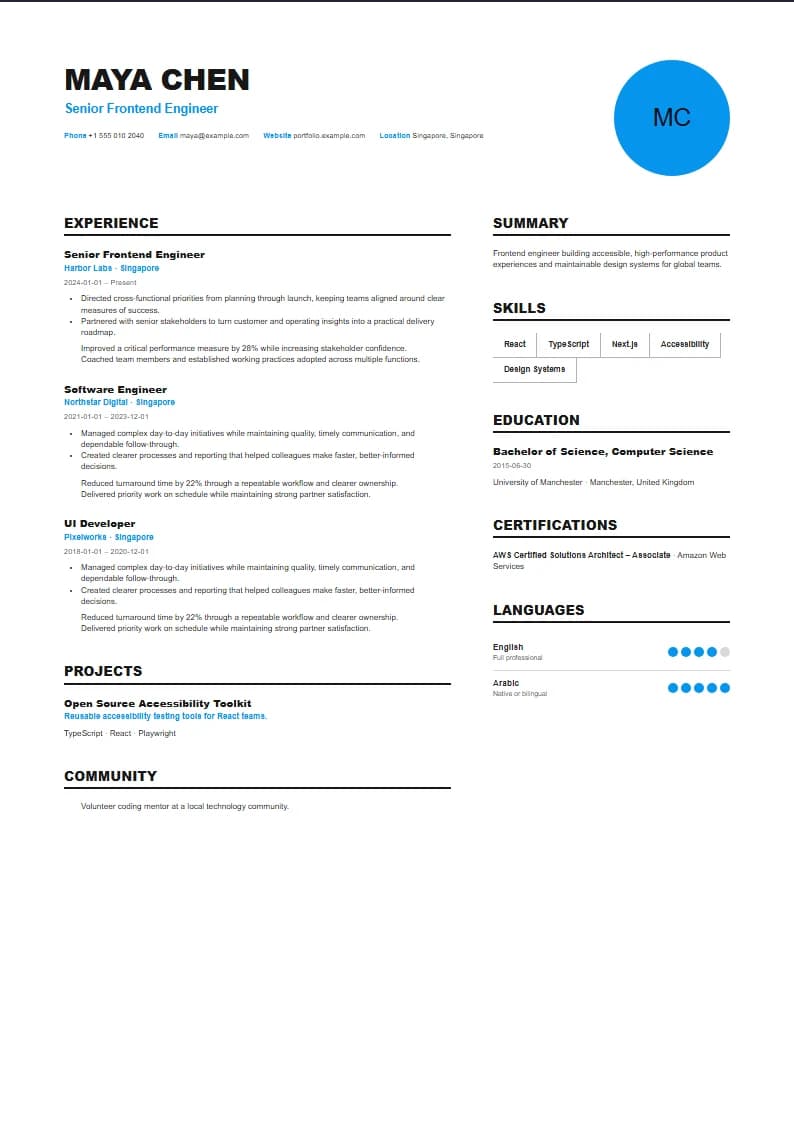 Azure Split resume template preview
