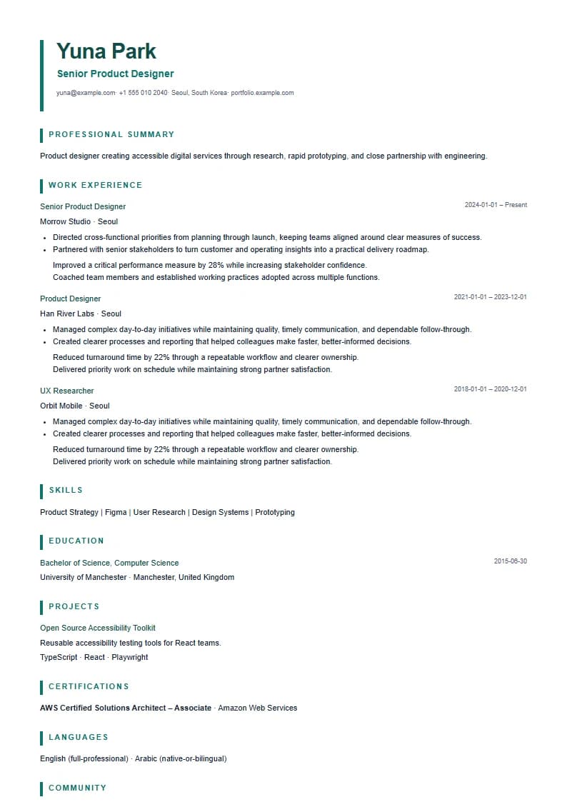 Modern resume template preview
